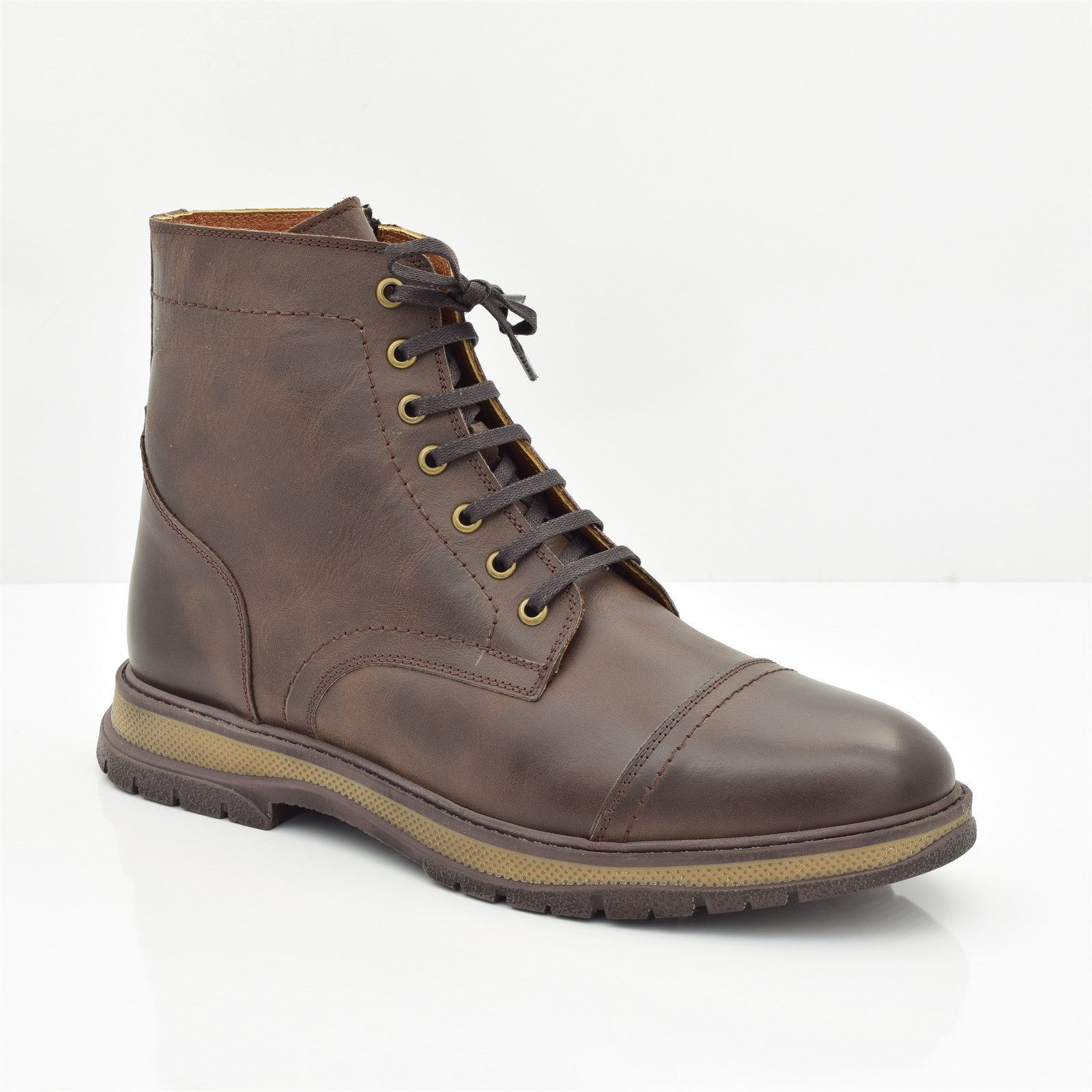 9212BRN Dark Brown Lace-Up Boots