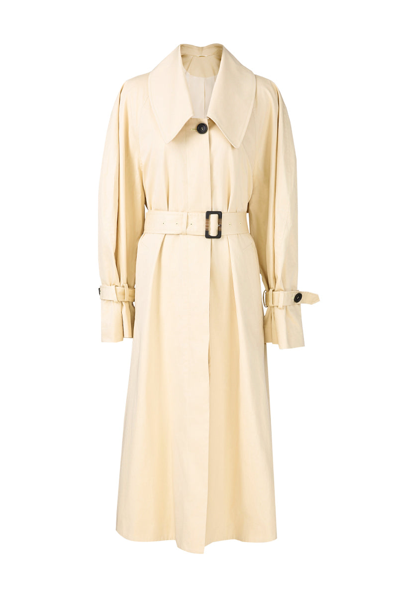 Aria Light Yellow Cotton Trench Coat