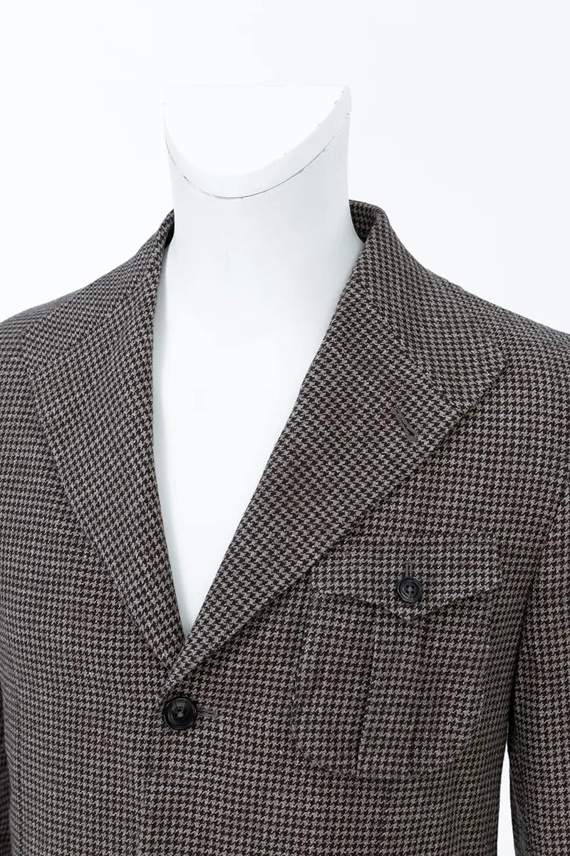 Bennett Brown Houndstooth Wool Linen Sport Coat