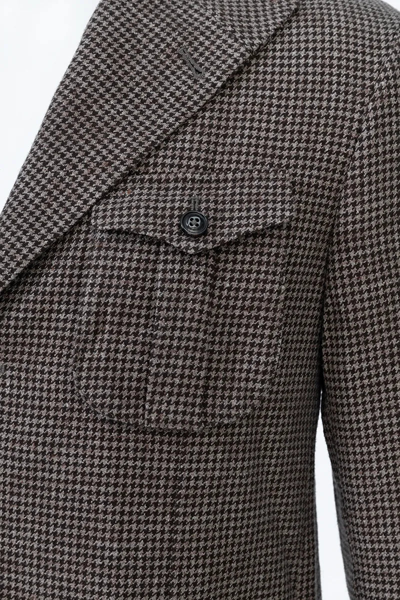 Bennett Brown Houndstooth Wool Linen Sport Coat