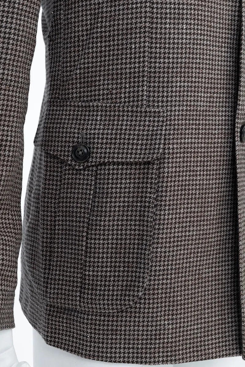 Bennett Brown Houndstooth Wool Linen Sport Coat
