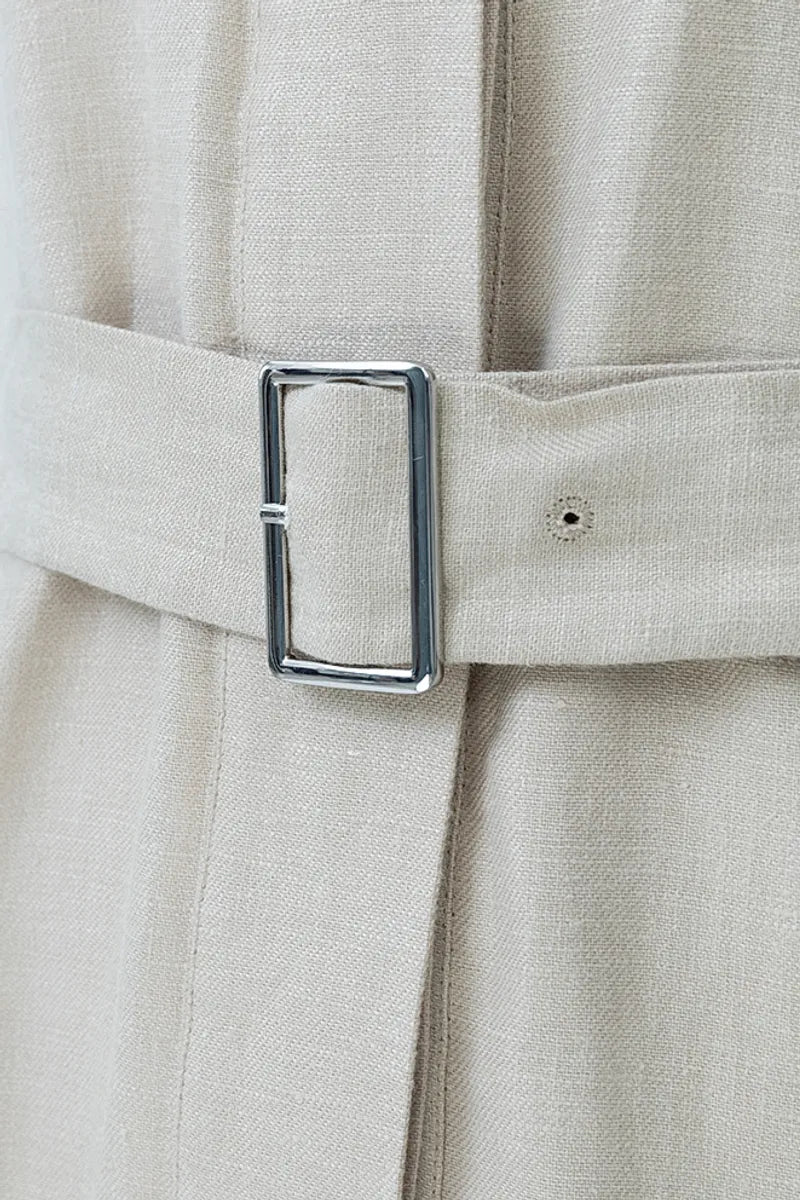 Capri Khaki Linen Belted Tunic