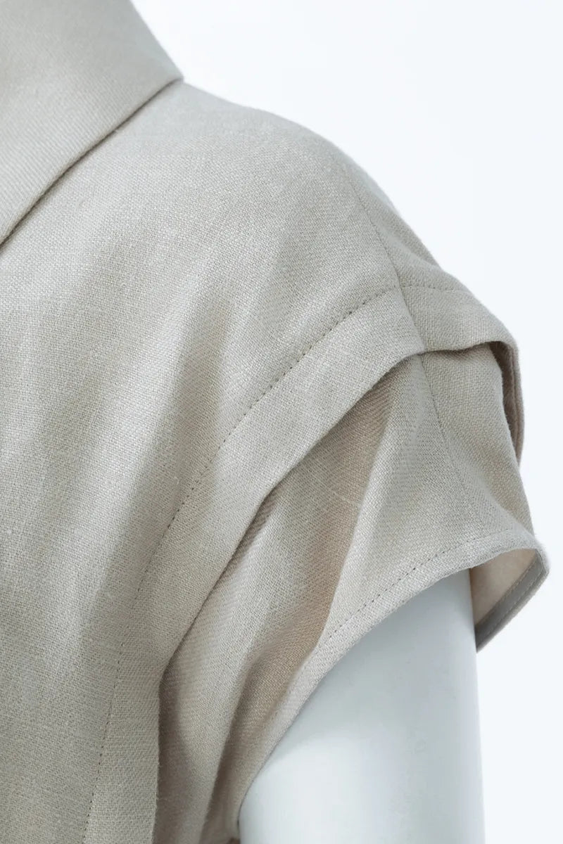 Capri Khaki Linen Belted Tunic