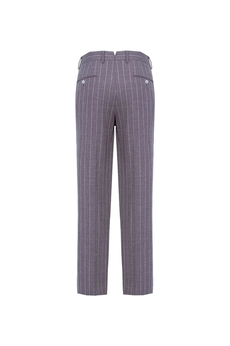 Chicago Plum Stripe Wool Linen Silk Suit