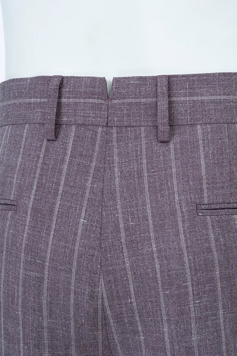 Chicago Plum Stripe Wool Linen Silk Suit