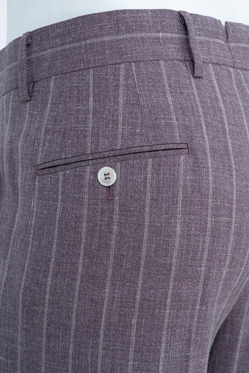 Chicago Plum Stripe Wool Linen Silk Suit
