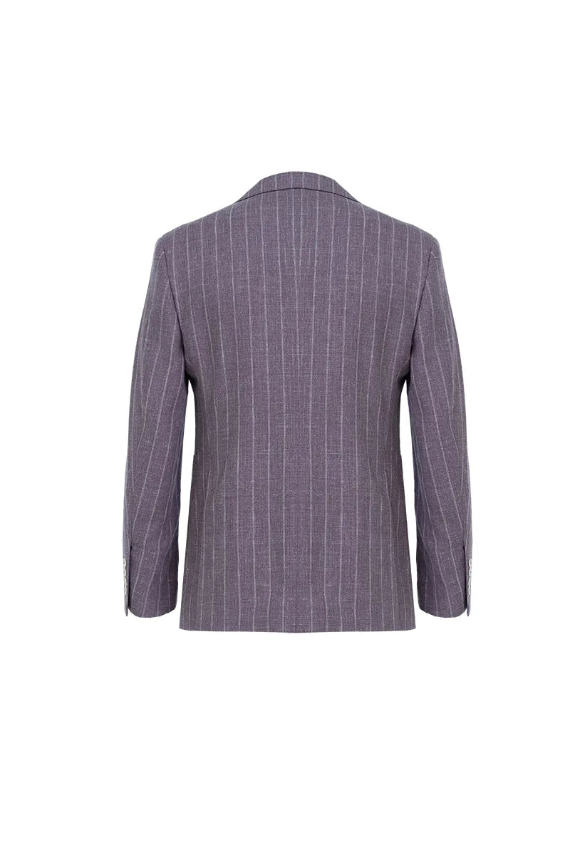 Chicago Plum Stripe Wool Linen Silk Suit