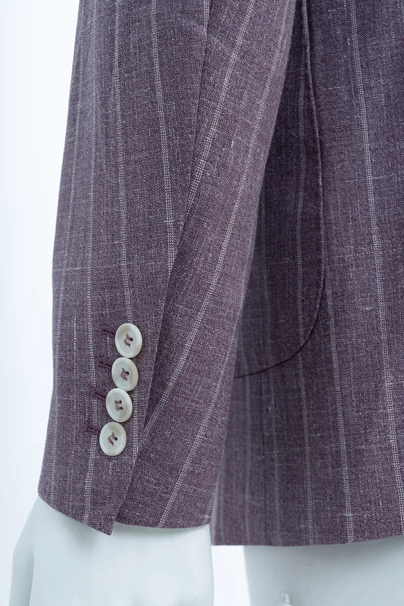 Chicago Plum Stripe Wool Linen Silk Suit