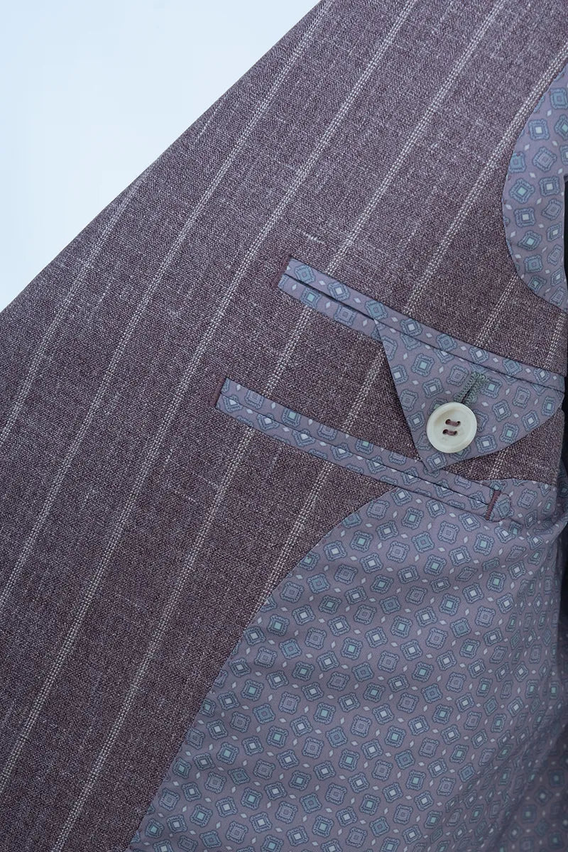 Chicago Plum Stripe Wool Linen Silk Suit