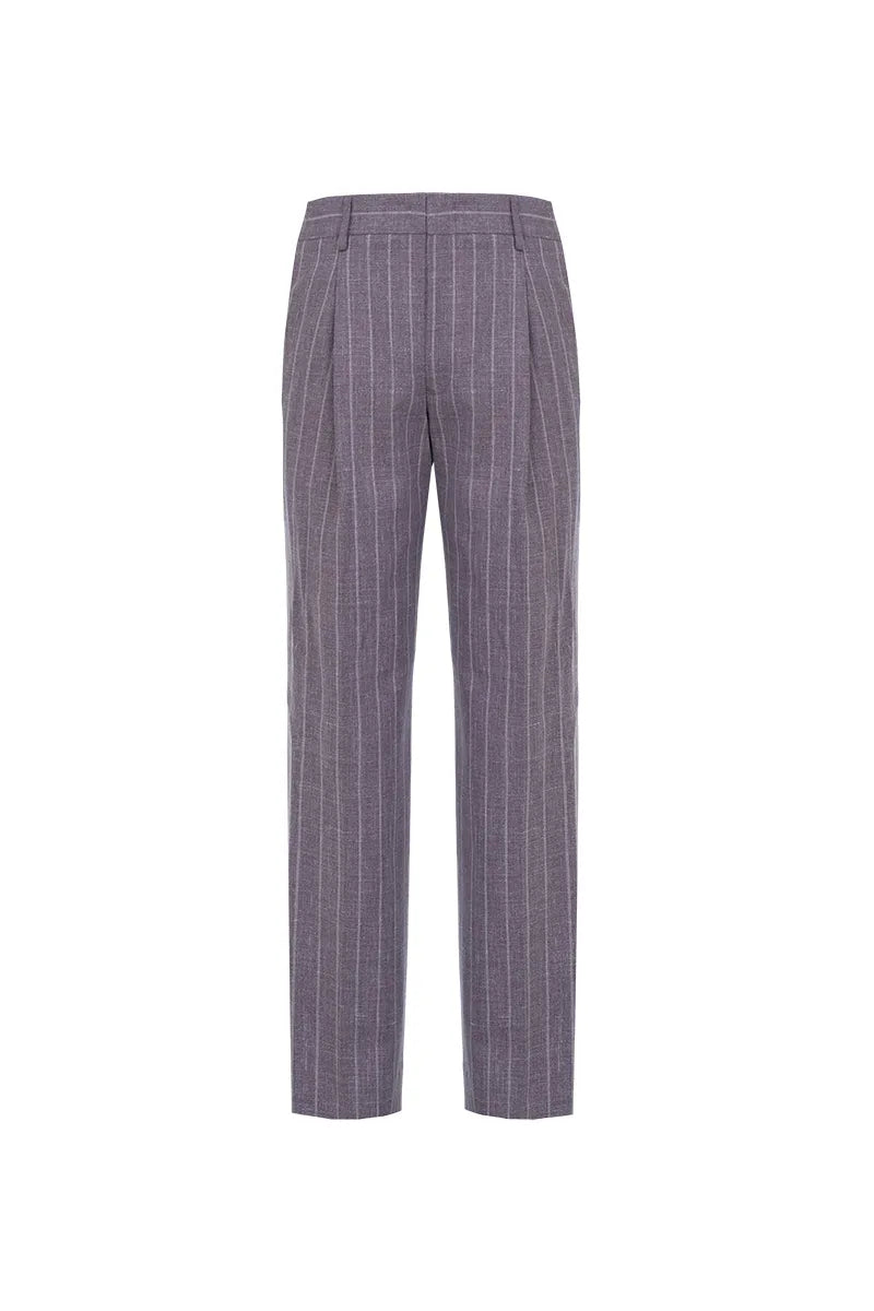Chicago Plum Stripe Wool Linen Silk Suit