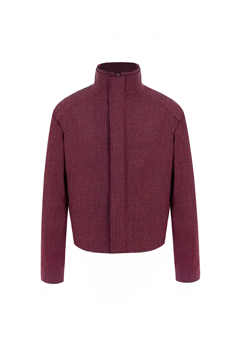 Dorian Merlot Wool Silk Linen Overshirt Jacket