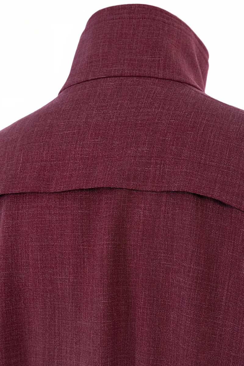 Dorian Merlot Wool Silk Linen Overshirt Jacket