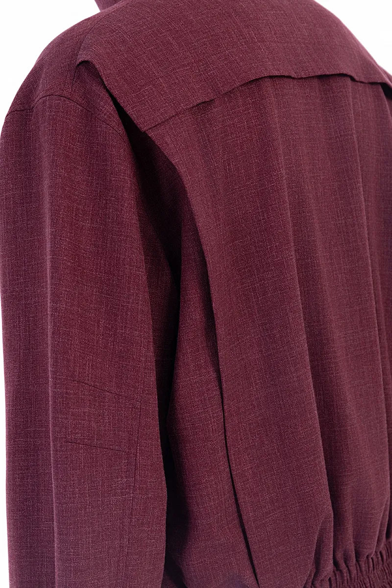 Dorian Merlot Wool Silk Linen Overshirt Jacket