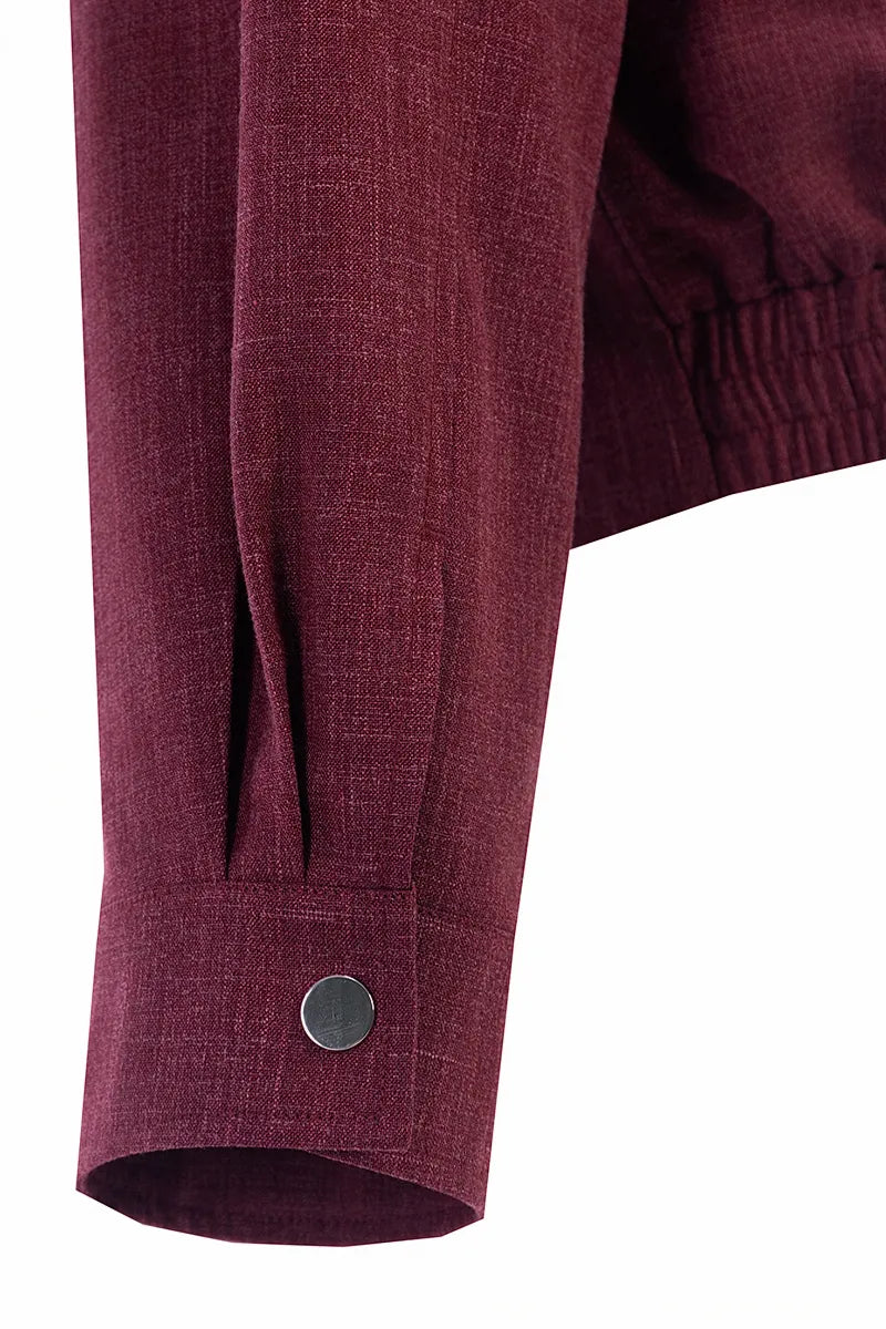 Dorian Merlot Wool Silk Linen Overshirt Jacket