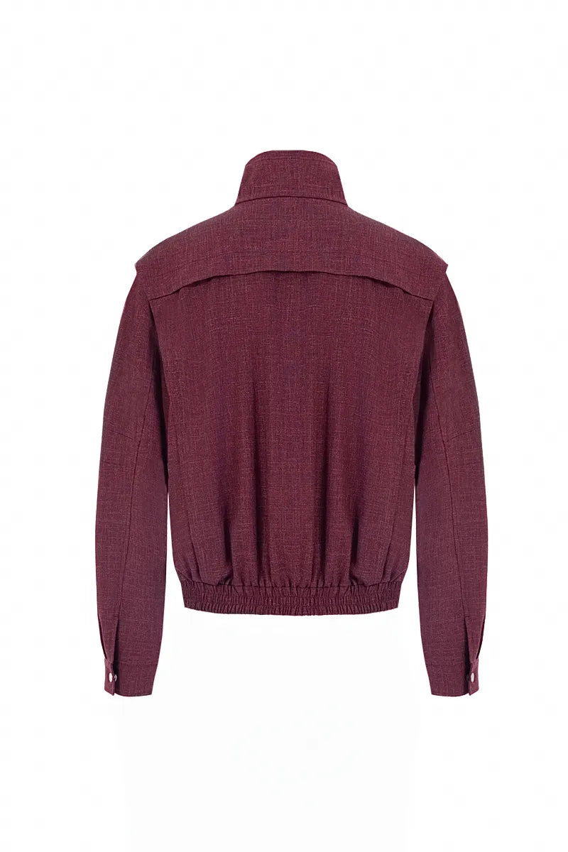Dorian Merlot Wool Silk Linen Overshirt Jacket