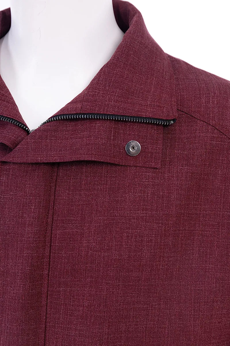 Dorian Merlot Wool Silk Linen Overshirt Jacket