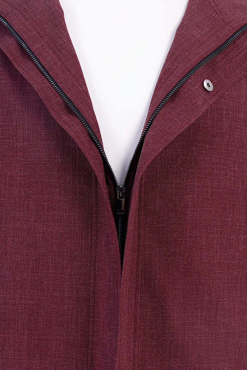 Dorian Merlot Wool Silk Linen Overshirt Jacket