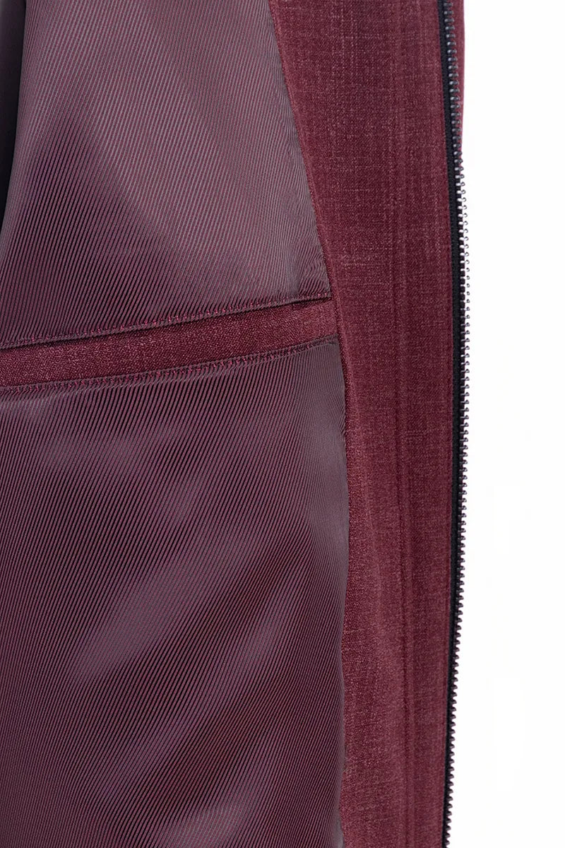 Dorian Merlot Wool Silk Linen Overshirt Jacket
