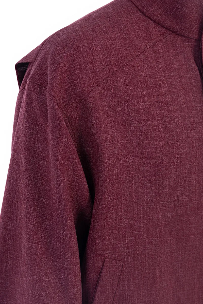 Dorian Merlot Wool Silk Linen Overshirt Jacket