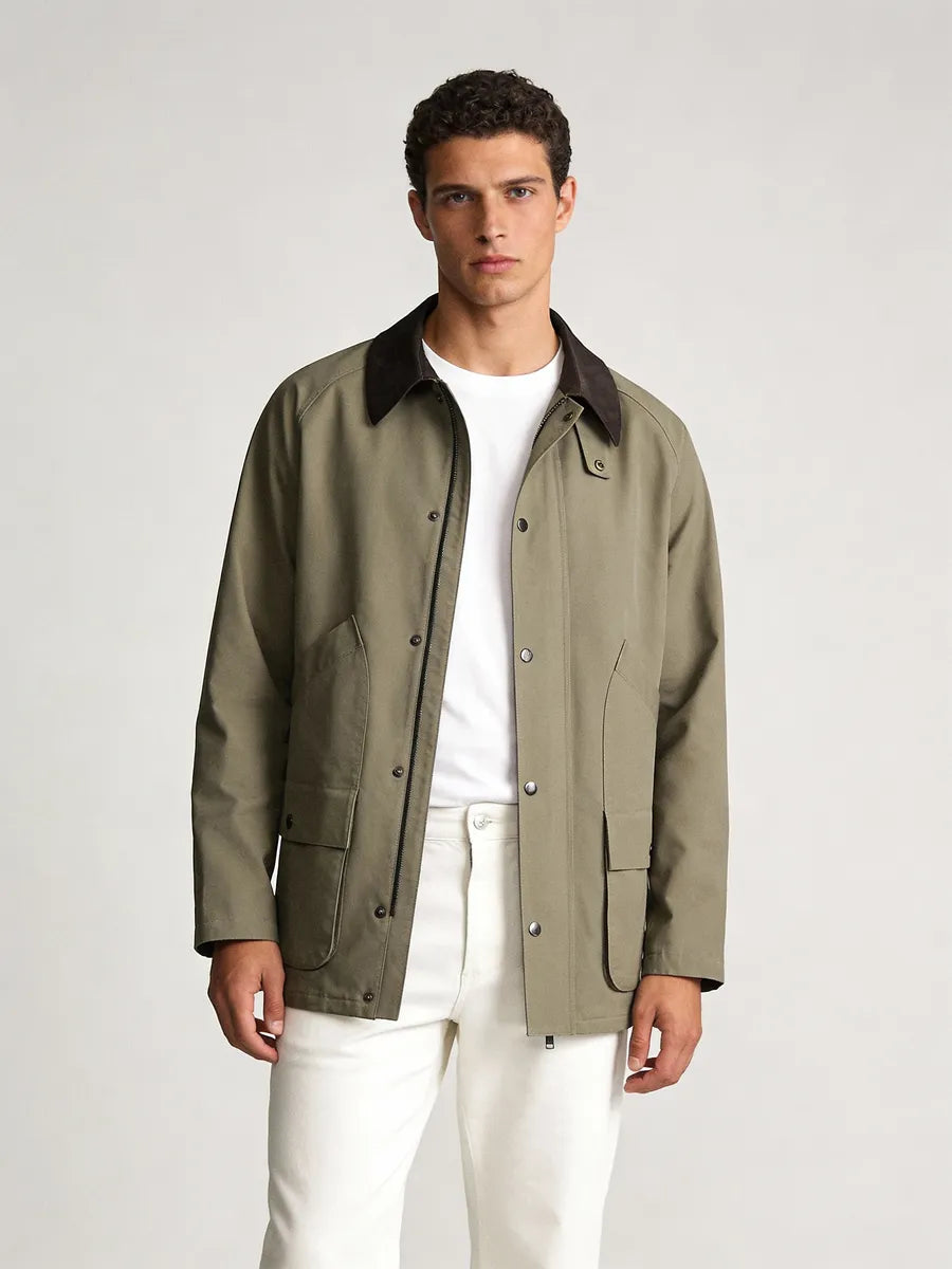 Hudson Khaki Cotton Stretch Overshirt Jacket