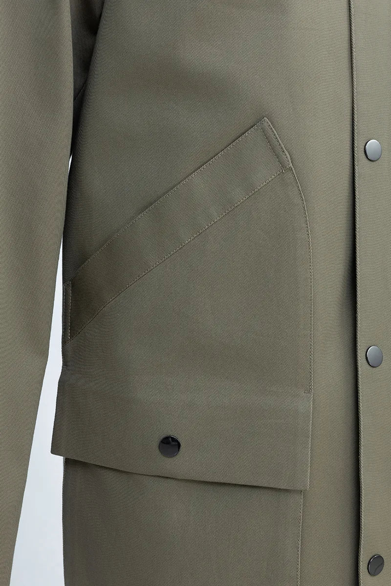 Hudson Khaki Cotton Stretch Overshirt Jacket
