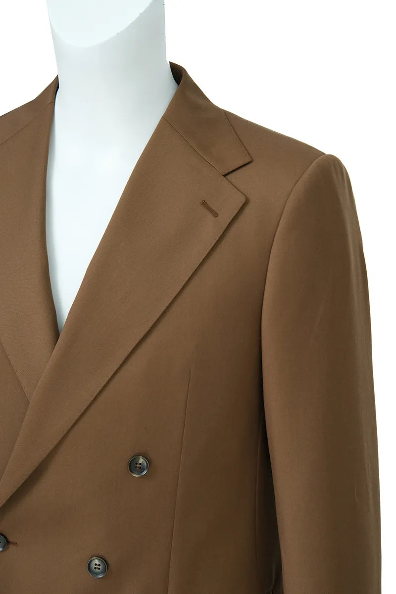 Lorenzo Coffee Double Breasted 2 Piece Suit Italian Super Wool Fabric