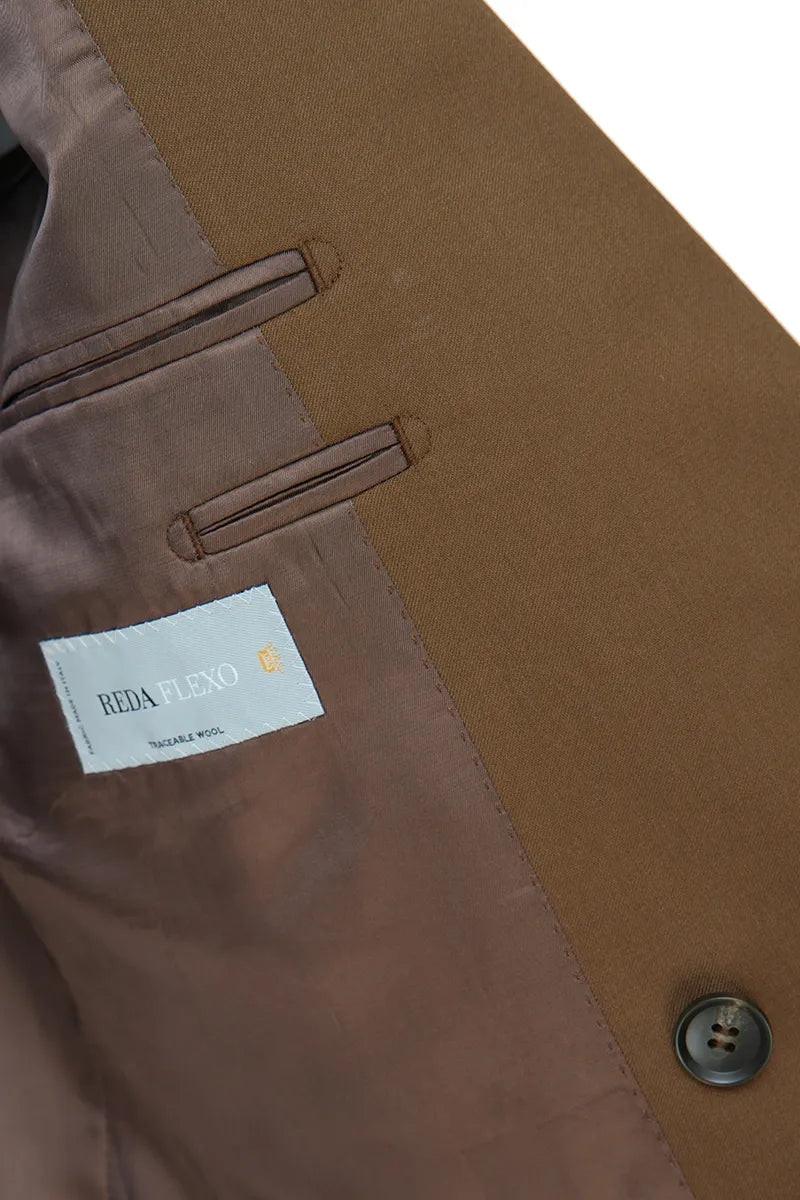 Lorenzo Coffee Double Breasted 2 Piece Suit Italian Super Wool Fabric