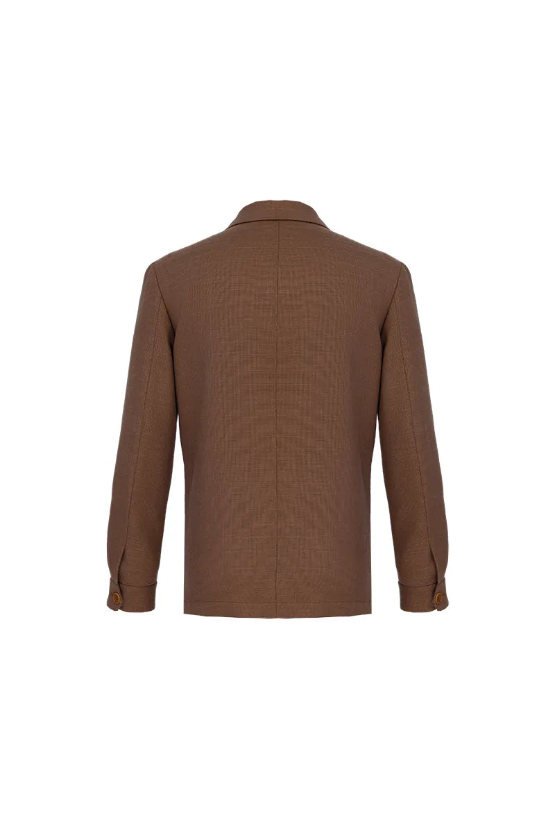 Luca Coffee Wool Silk Overshirt Jacket