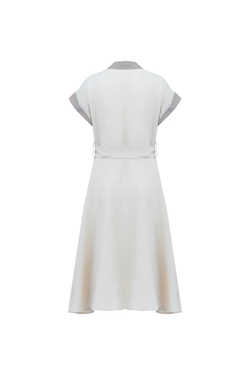 Lunara Sand Wool Linen Shirt Dress