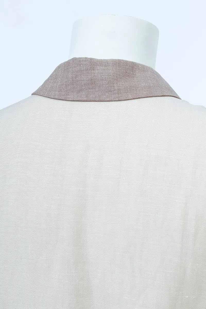 Lunara Sand Wool Linen Shirt Dress