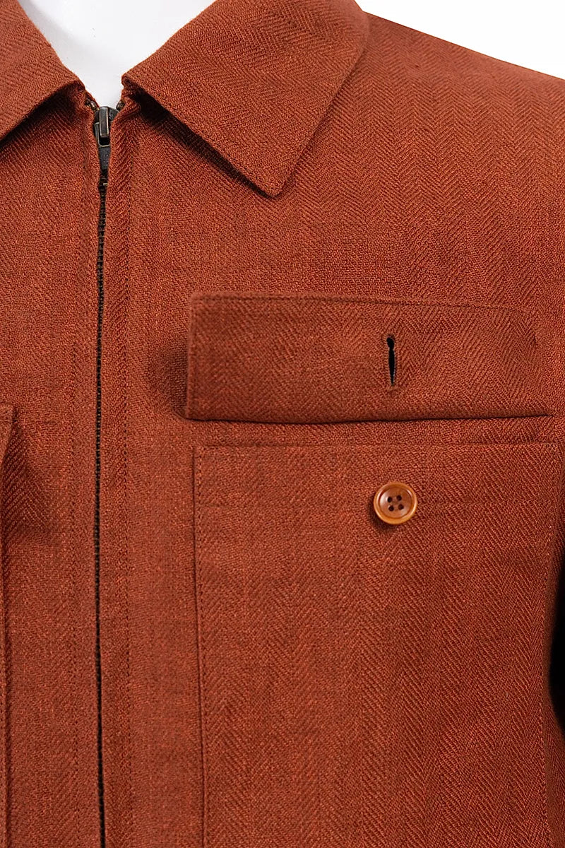 Marco Burnt Orange Linen Overshirt Jacket