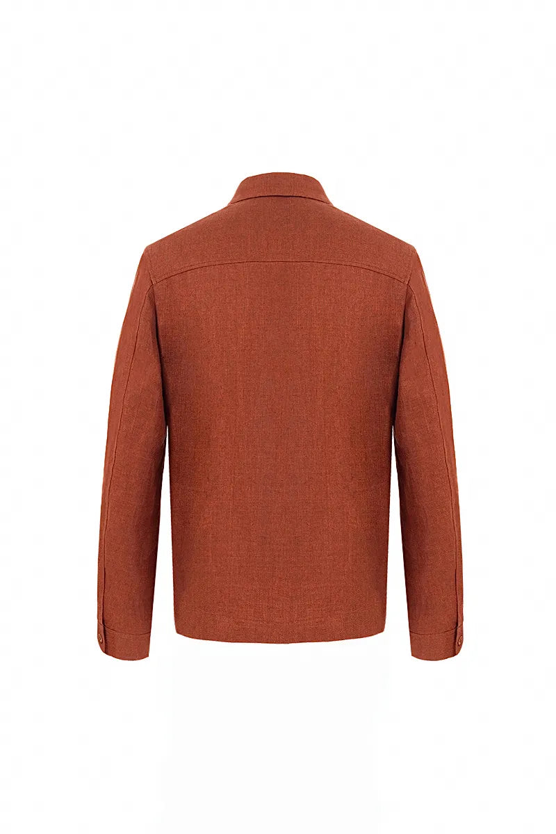 Marco Burnt Orange Linen Overshirt Jacket