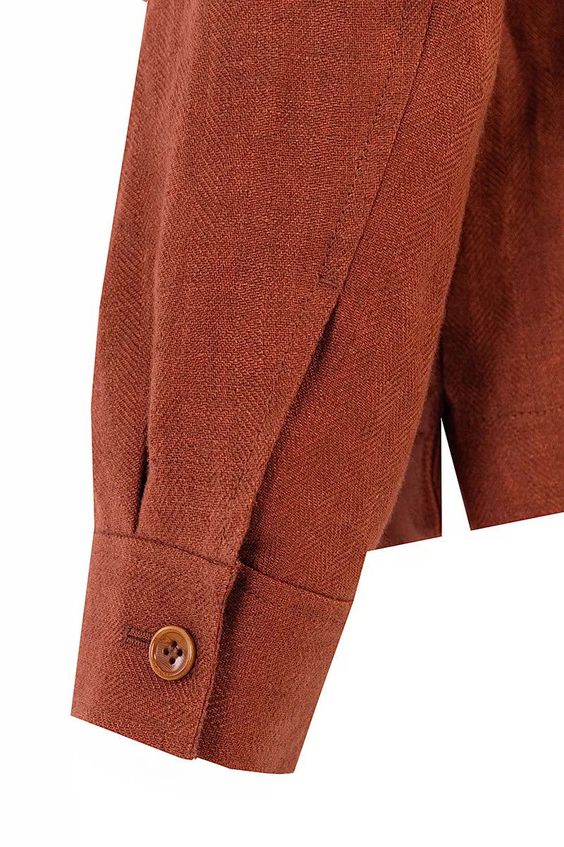 Marco Burnt Orange Linen Overshirt Jacket