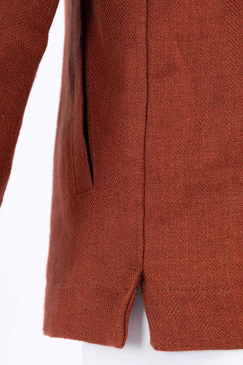 Marco Burnt Orange Linen Overshirt Jacket