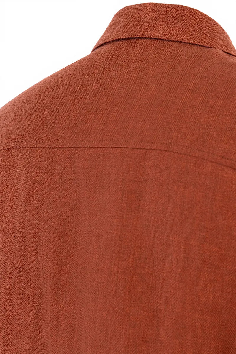 Marco Burnt Orange Linen Overshirt Jacket