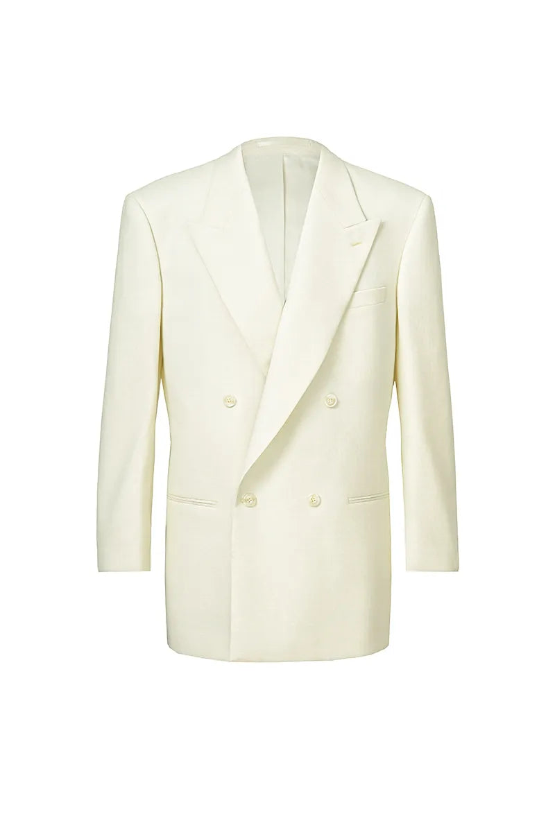 Matteo Ivory Double Breasted Italian 110s Fabric Sport Coat