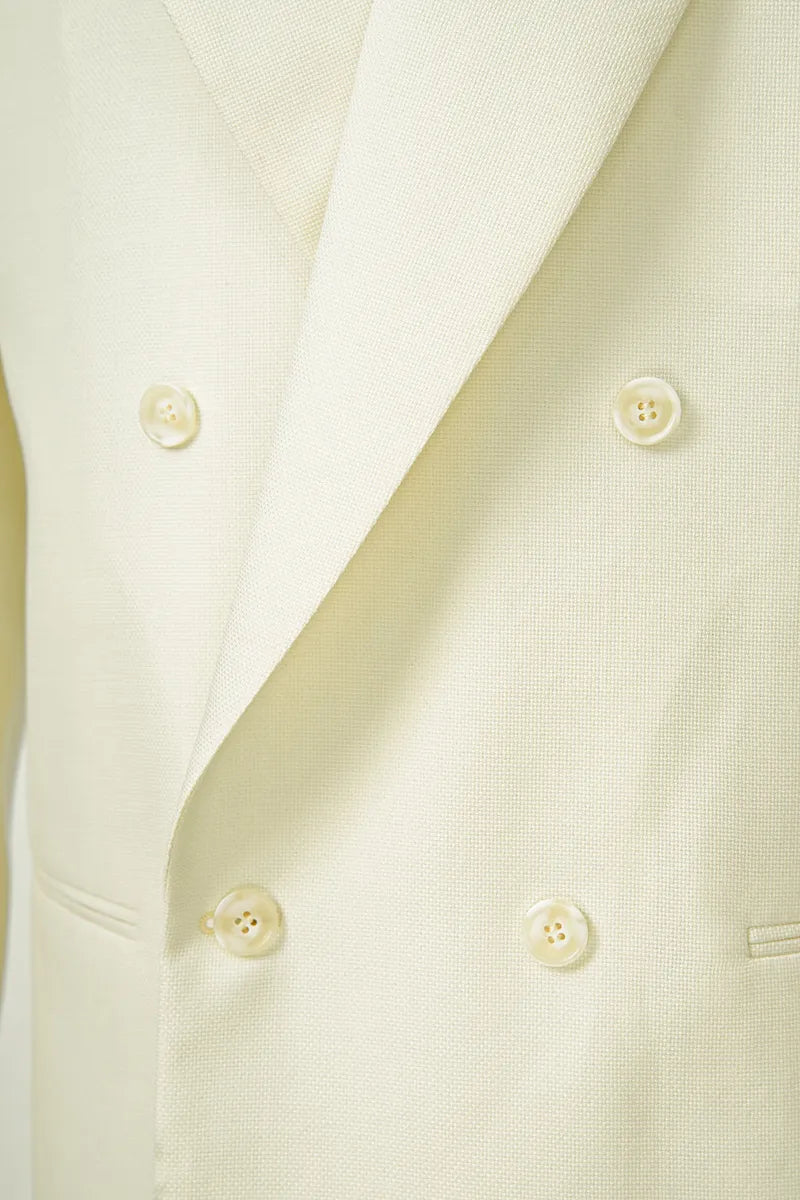 Matteo Ivory Double Breasted Italian 110s Fabric Sport Coat