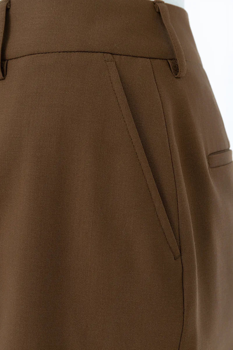 Monaco Asymmetric Coffee Tailored Shorts