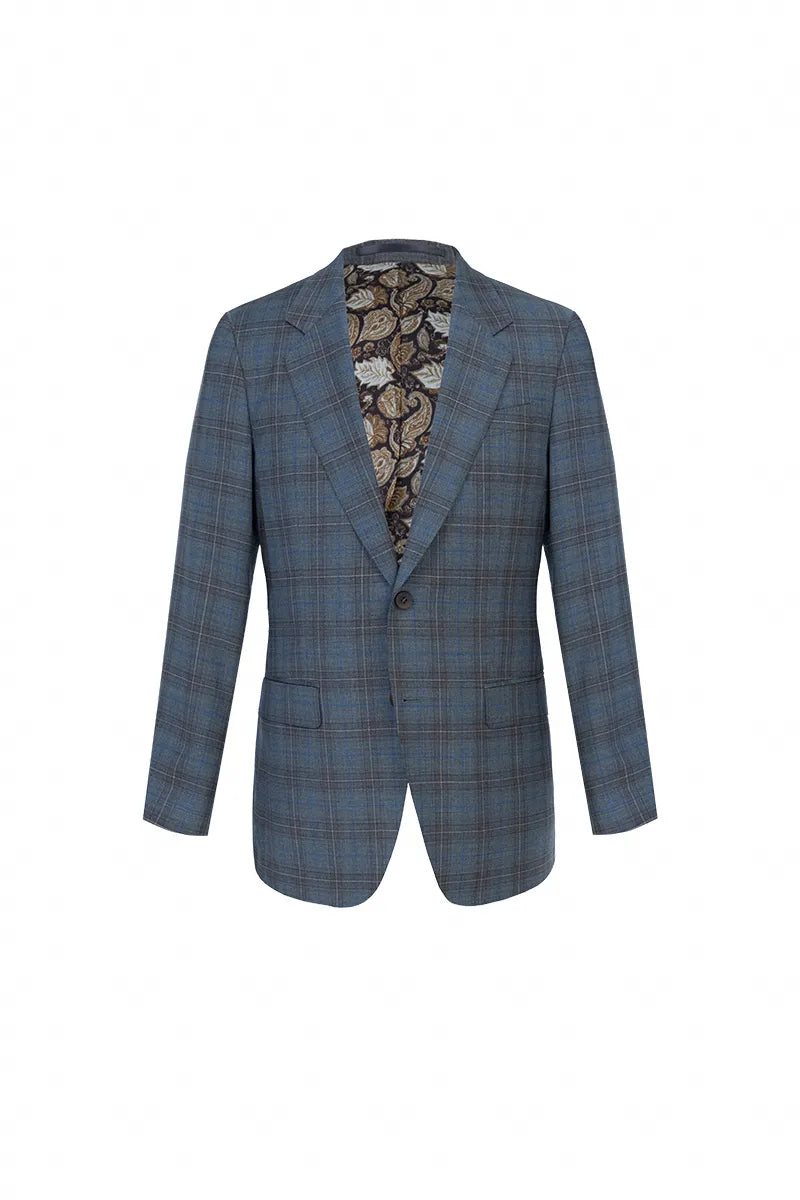 Blue plaid blazer italian wool blazer sport coat tailored custom made