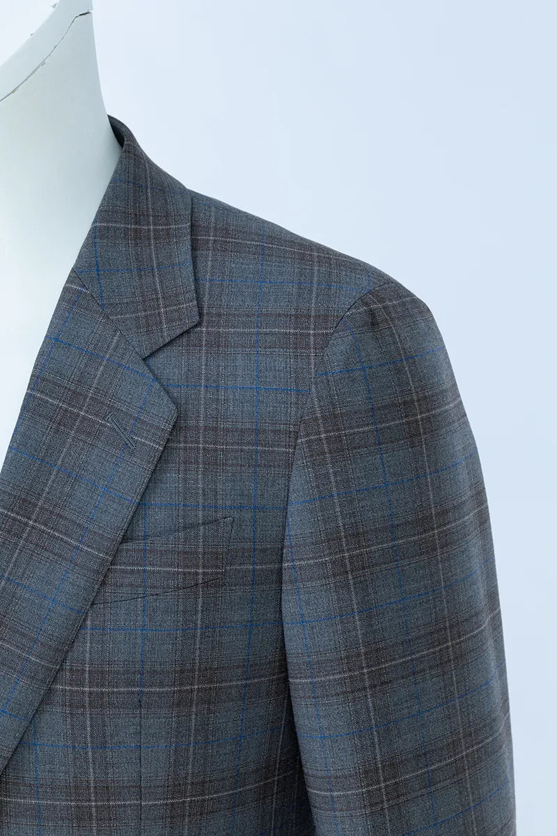 Gray checkered suit jacket italian wool blazer sport coat custom made texas los Anglos 