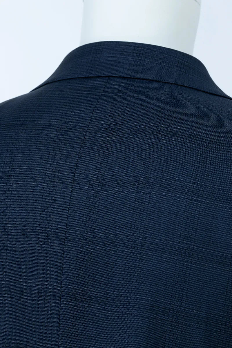 Navy blue checkered suit jacket tailored suits near Seattle 