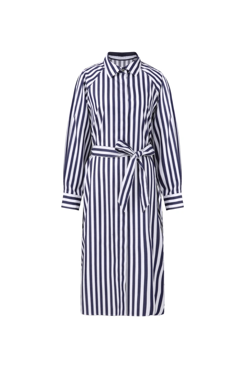 Nautical Stripe Cotton Shirt Dress for Women