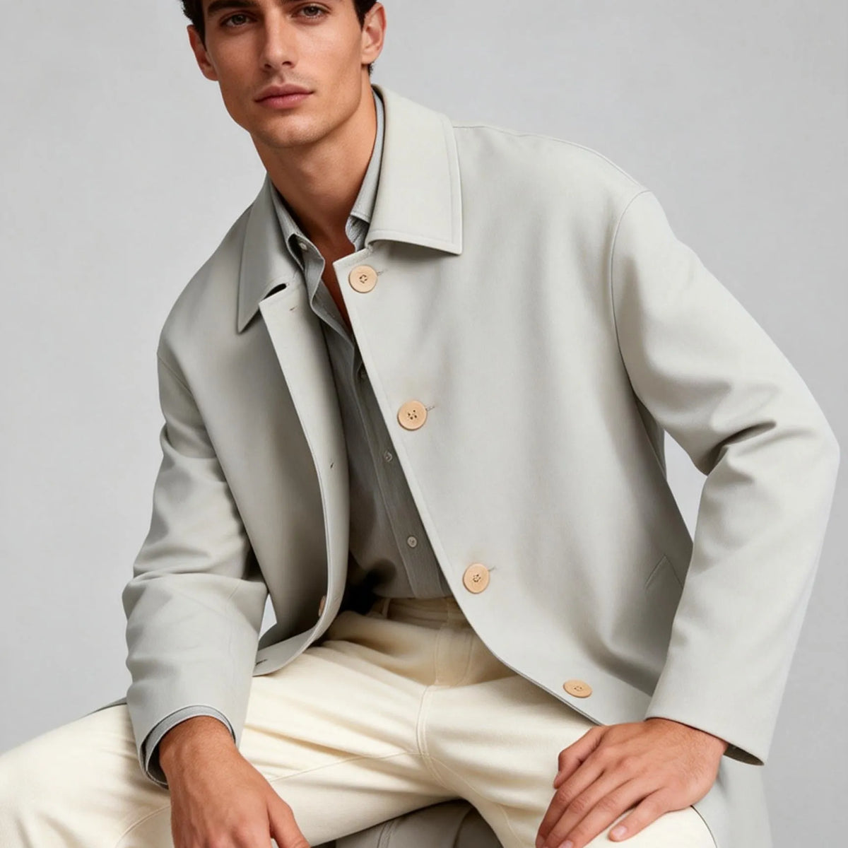 Khaki Lightweight Trench Coat for Men | Made to Order | Zane