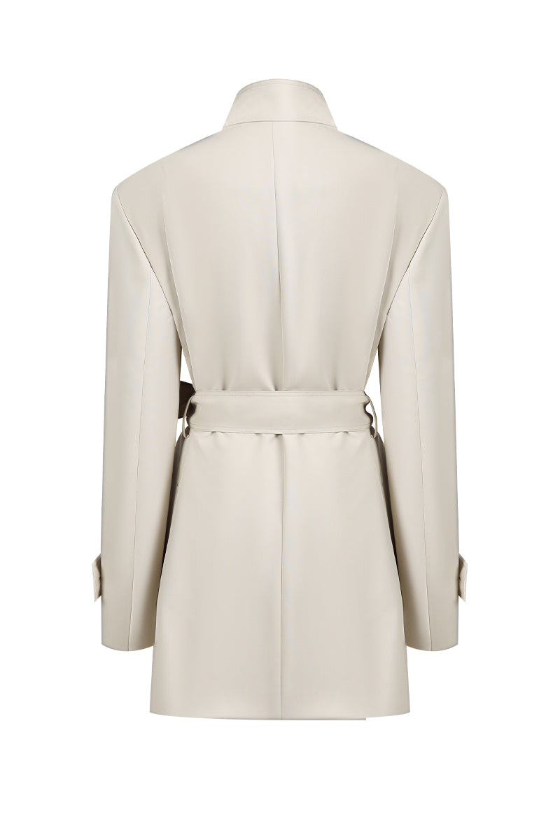 Beige coat with a belt on a white background gift idea for her new york bespoke
