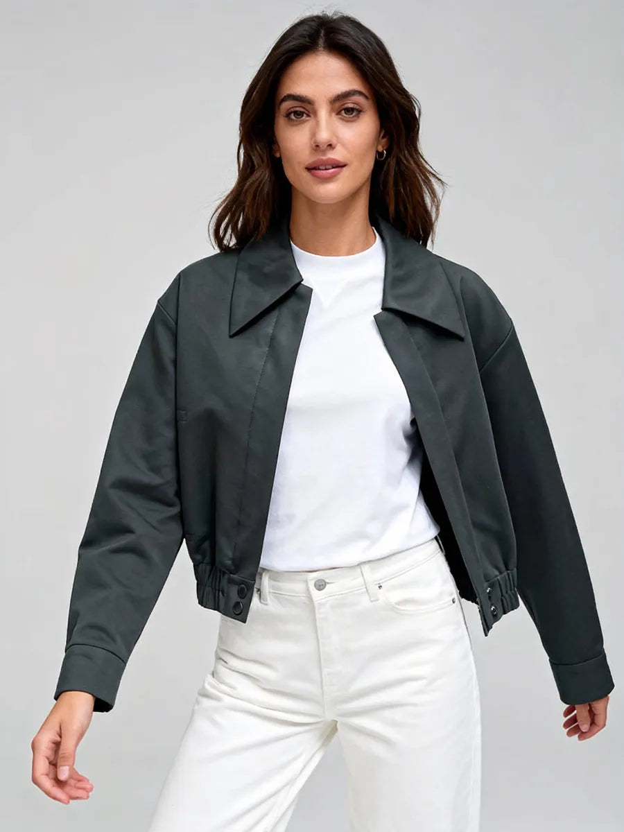 Siena Blackish Green Cotton Cropped Jacket