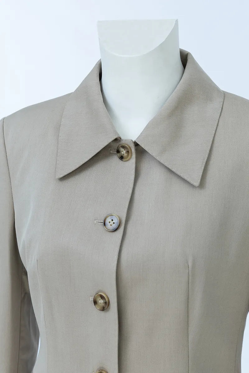 Siena Khaki Wool Blend Longline Jacket