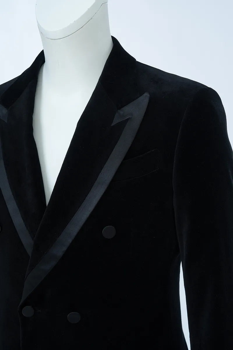 Torino Black Velvet Double Breasted Tuxedo Jacket