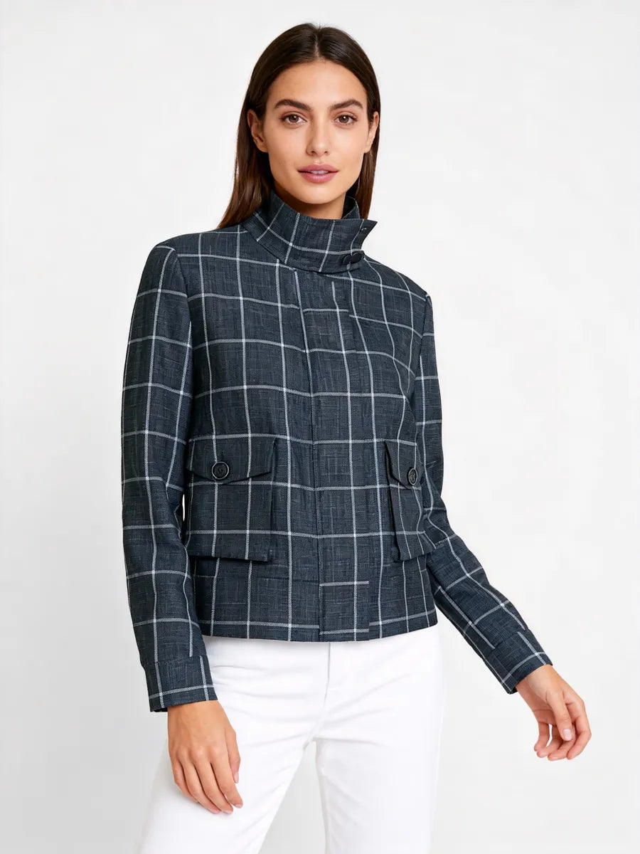 Torino Blackish Green Plaid Wool Blend Jacket