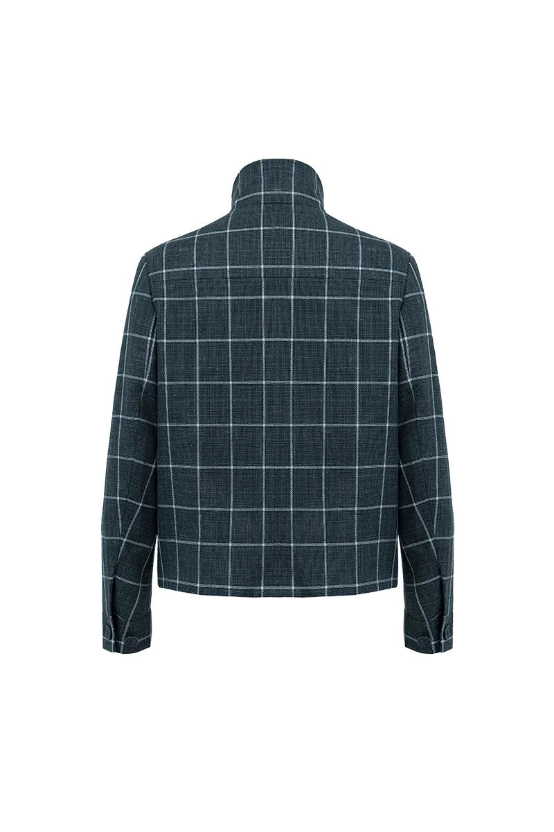 Torino Blackish Green Plaid Wool Blend Jacket