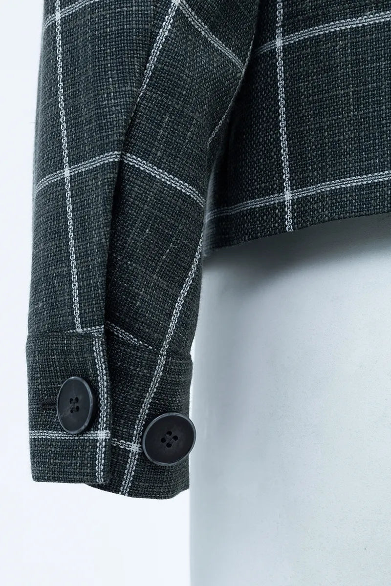 Torino Blackish Green Plaid Wool Blend Jacket